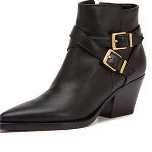 DV by Dolce Vita Black Ankle Boots with Gold Accents
